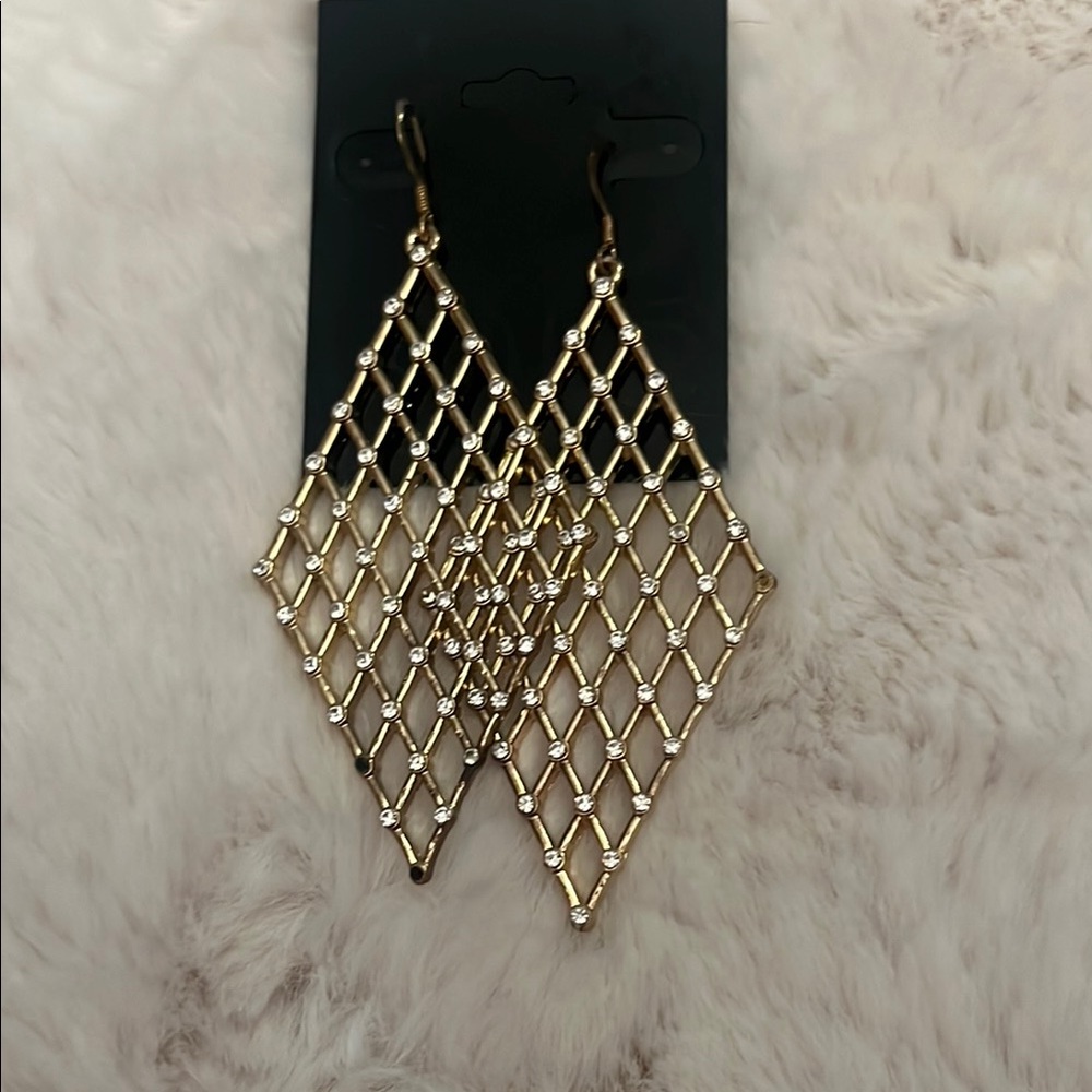 Gold Mesh Dangle Earrings